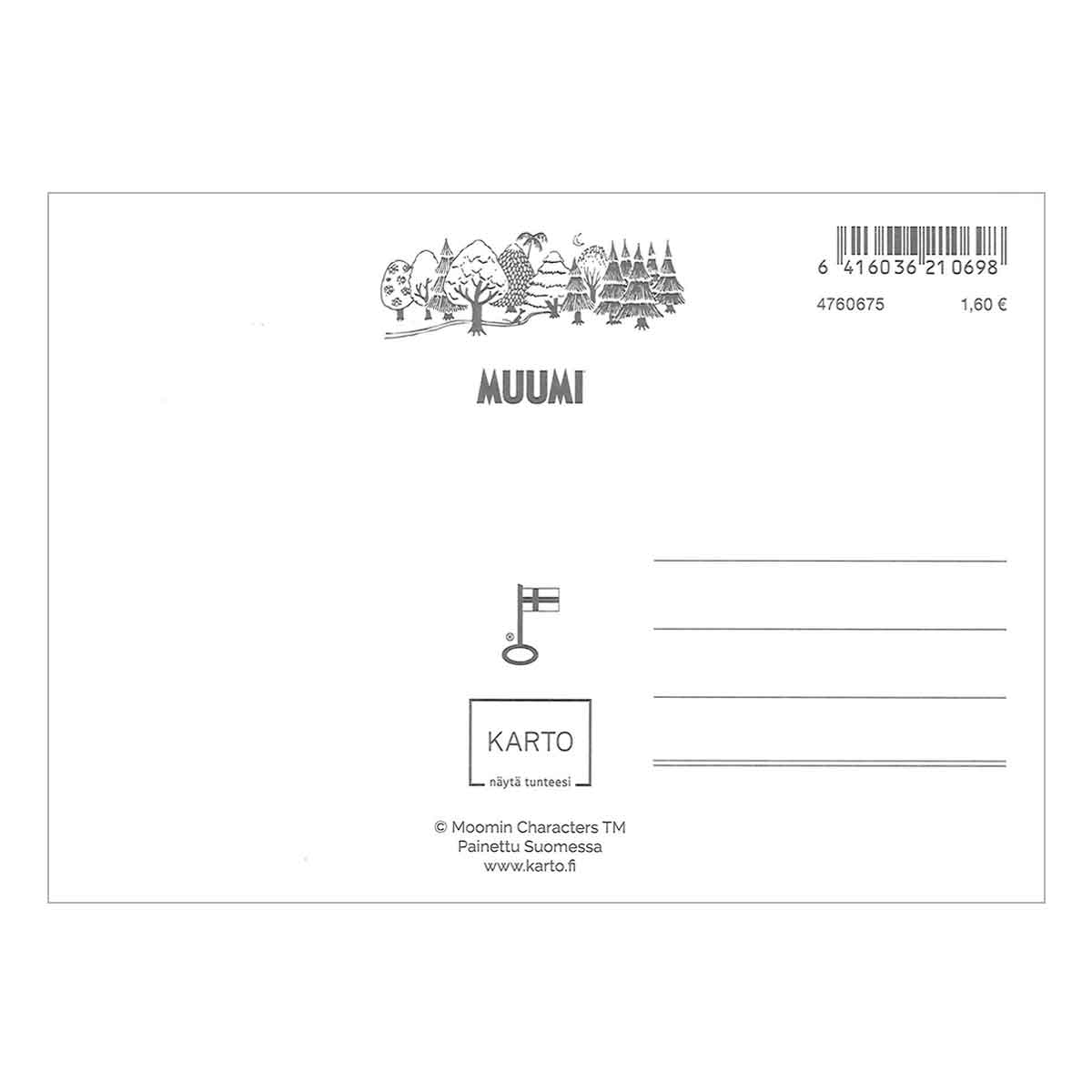 Moomin ムーミン Karto カルト ポストカード ( ムーミンと木の上のリトルミイ / レッド )
