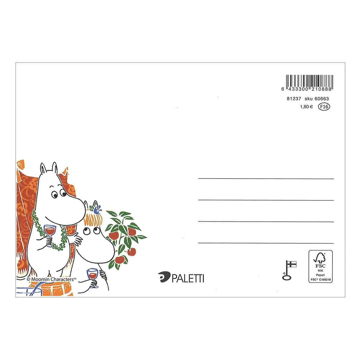 Moomin ムーミン Karto カルト ポストカード ( 乾杯! / イエロー )