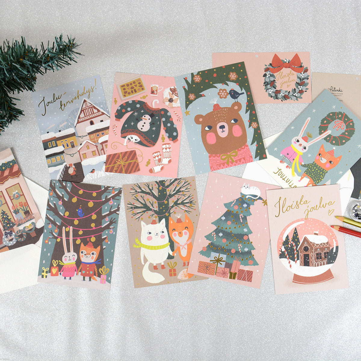 Putinki プティンキ クリスマスポストカード ( Mira Mallius / クリスマスツリーとクマ )