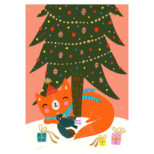 Putinki プティンキ クリスマスポストカード ( Mira Mallius ミラ・マリウス / ツリーのふもとのキツネ )