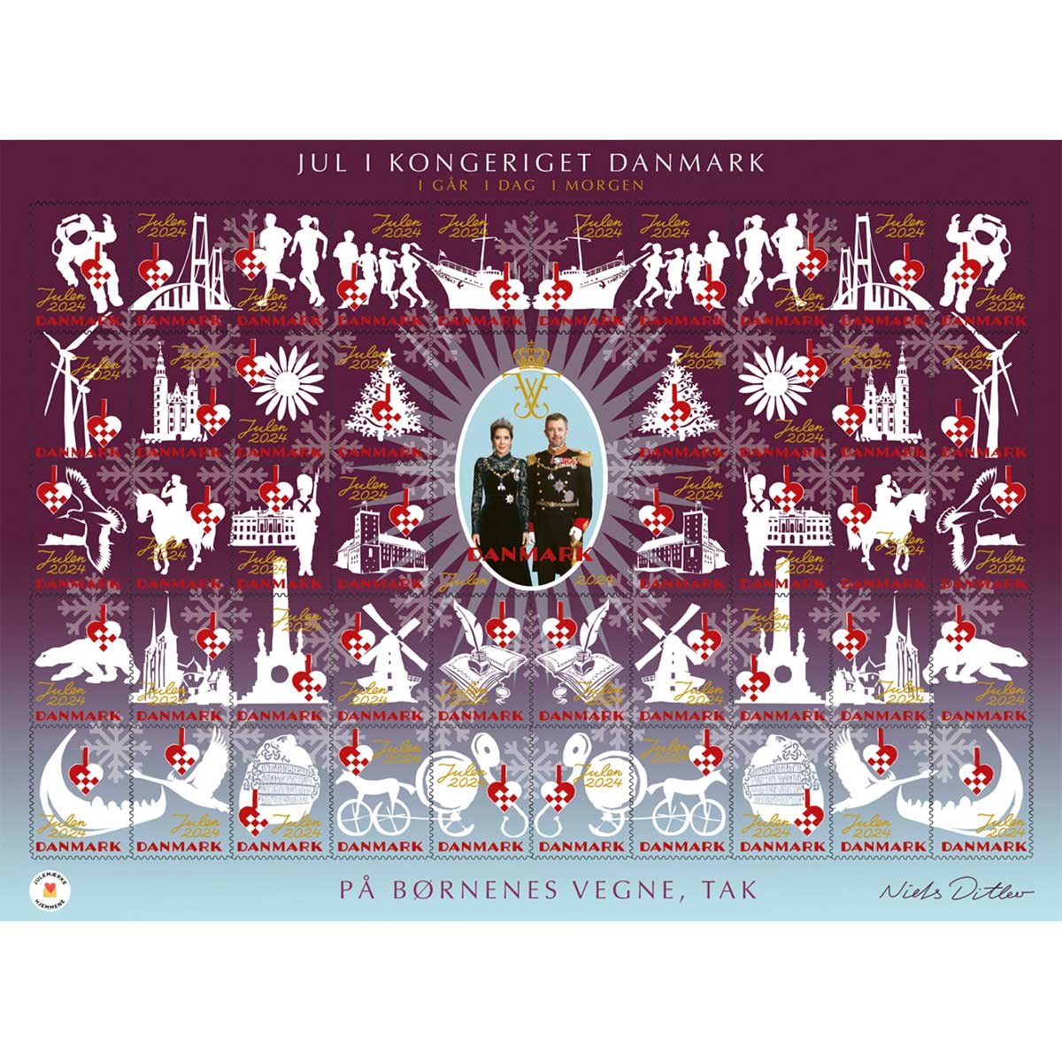 Danish Christmas Seals デンマーク クリスマス シール ( 2024年 / 1シート50枚 )