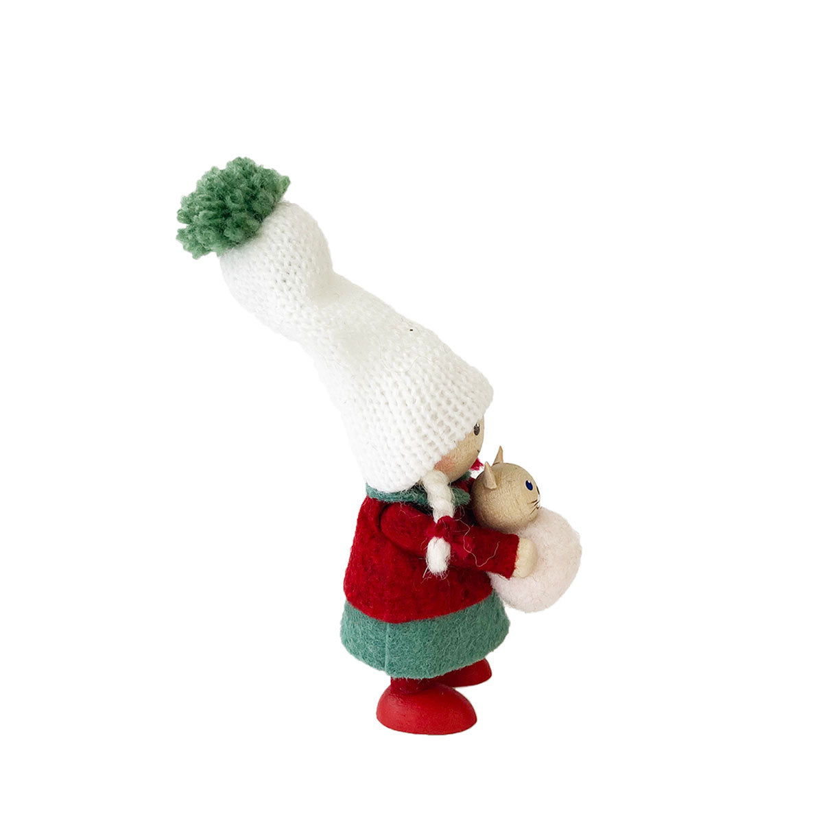 NORDIKA nisse ノルディカ ニッセ クリスマス 木製人形 ( ネコのぬいぐるみを抱えた女の子 / Joy to the world )