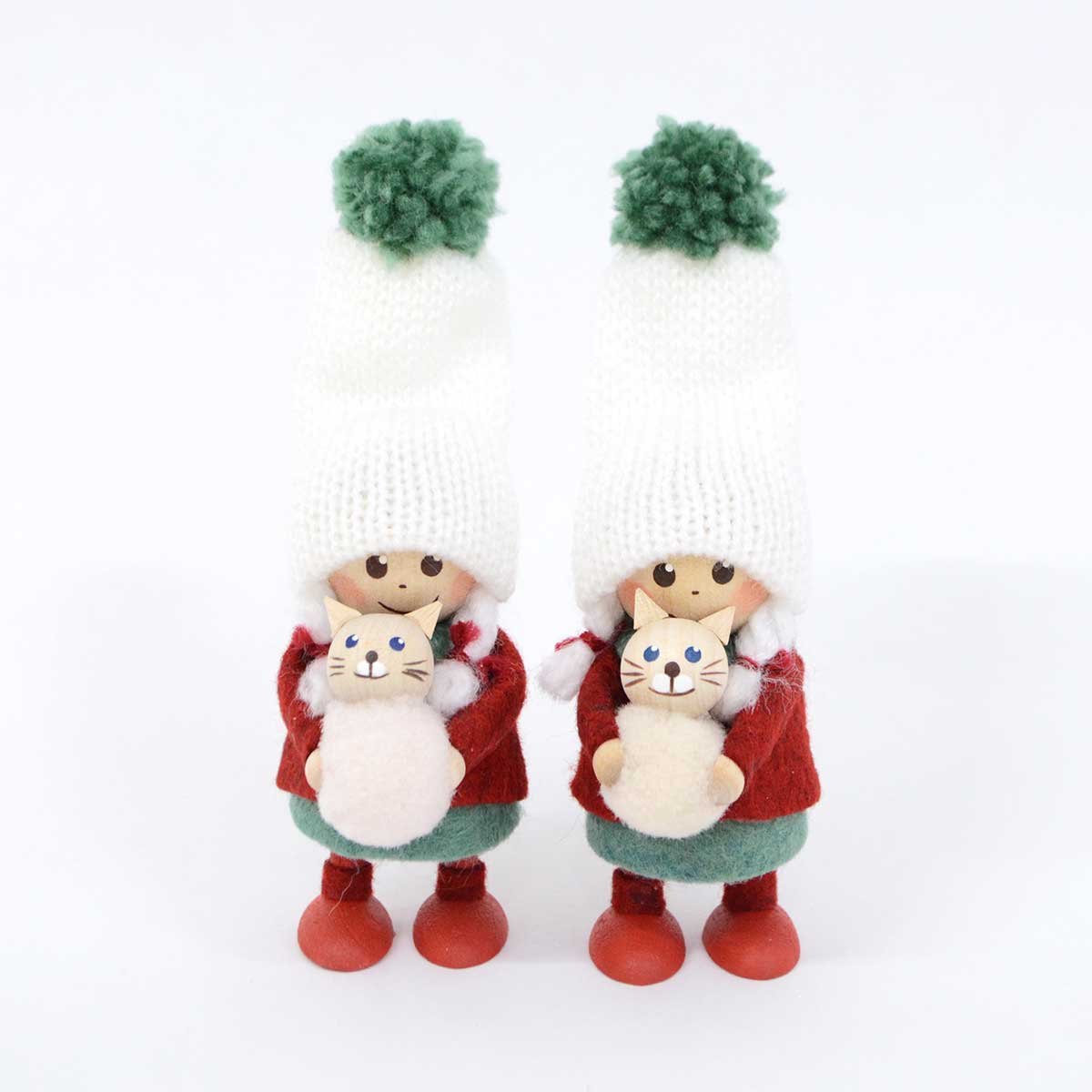 NORDIKA nisse ノルディカ ニッセ クリスマス 木製人形 ( ネコのぬいぐるみを抱えた女の子 / Joy to the world )