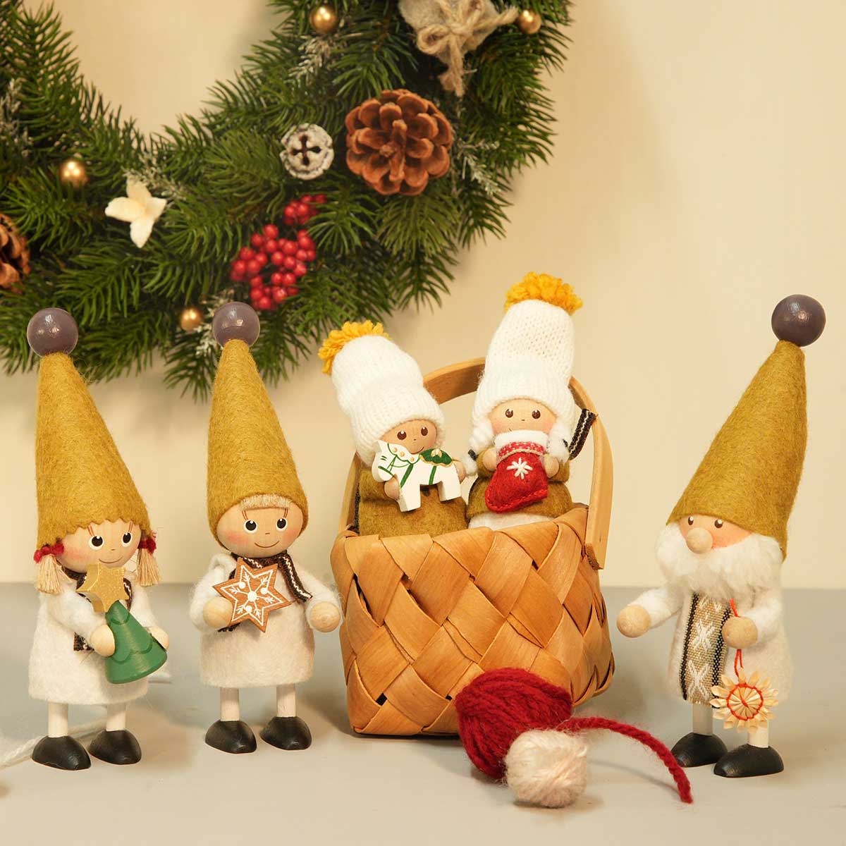 NORDIKA nisse ノルディカ ニッセ クリスマス 木製人形 ( ストローオーナメントを持ったサンタ / Jule Hygge )