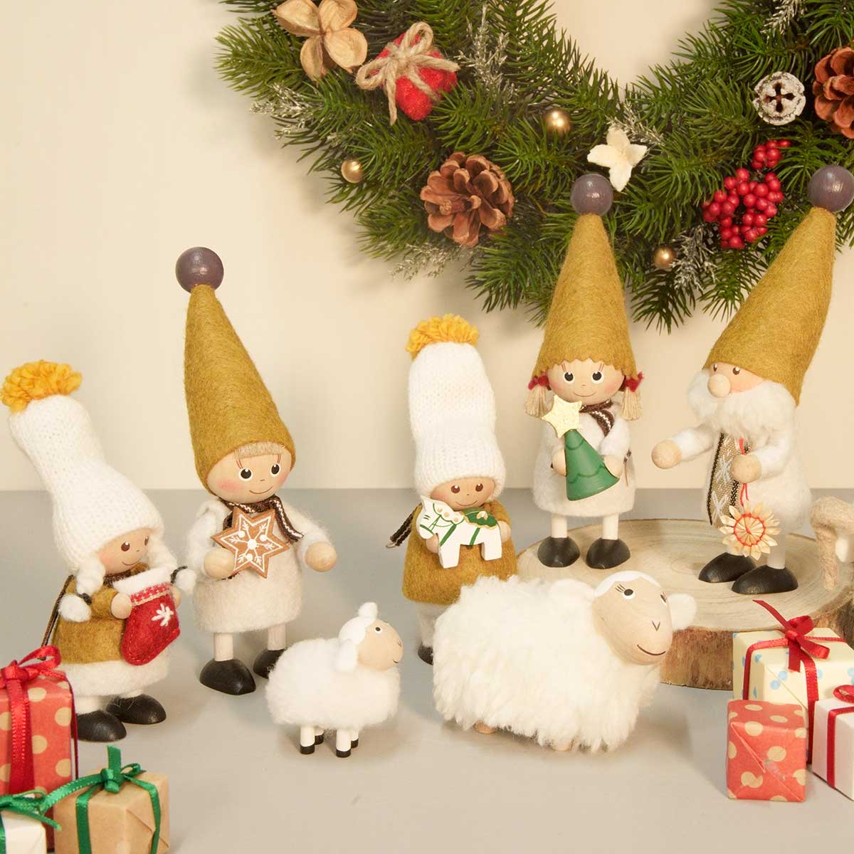 NORDIKA nisse ノルディカ ニッセ クリスマス 木製人形 ( ストローオーナメントを持ったサンタ / Jule Hygge )