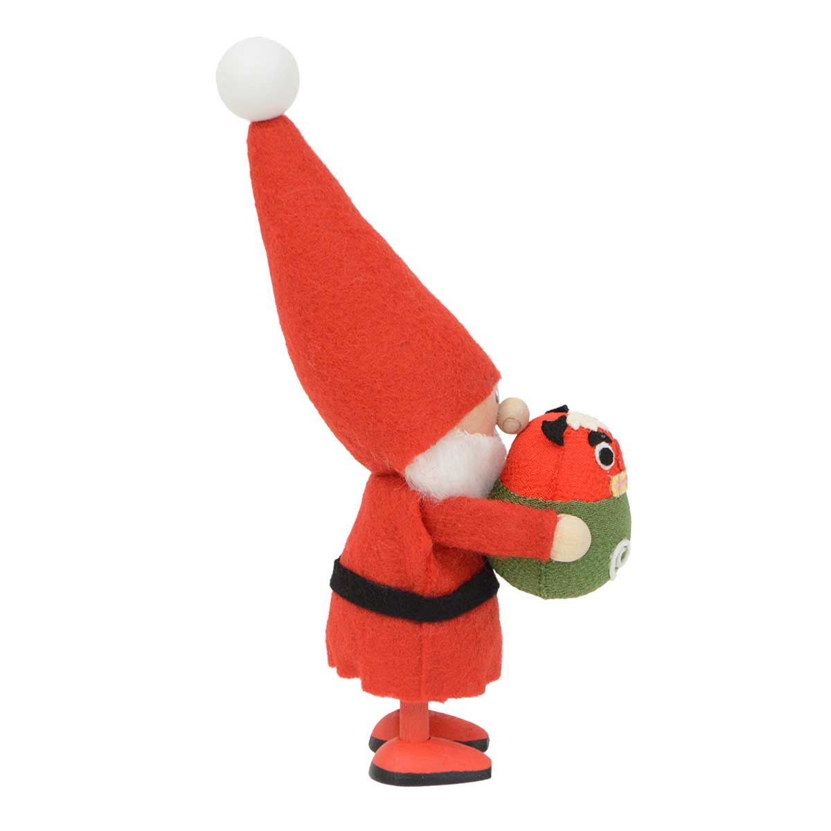 【北欧雑貨オリジナル】NORDIKA nisse ノルディカ ニッセ クリスマス 木製人形 ( 獅子舞を持ったサンタ )