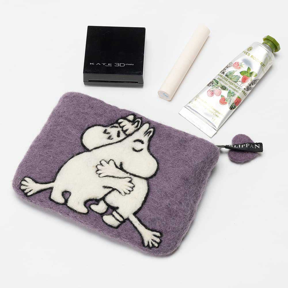 Moomin ムーミン KLIPPAN クリッパン フェルトポーチ ( ムーミンインラブ / 15×10cm / パープル )