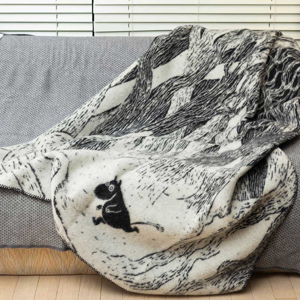 Moomin ムーミン KLIPPAN クリッパン ウールシングルブランケット ( ムーミンオンザラン / 130×180cm / ブラック )