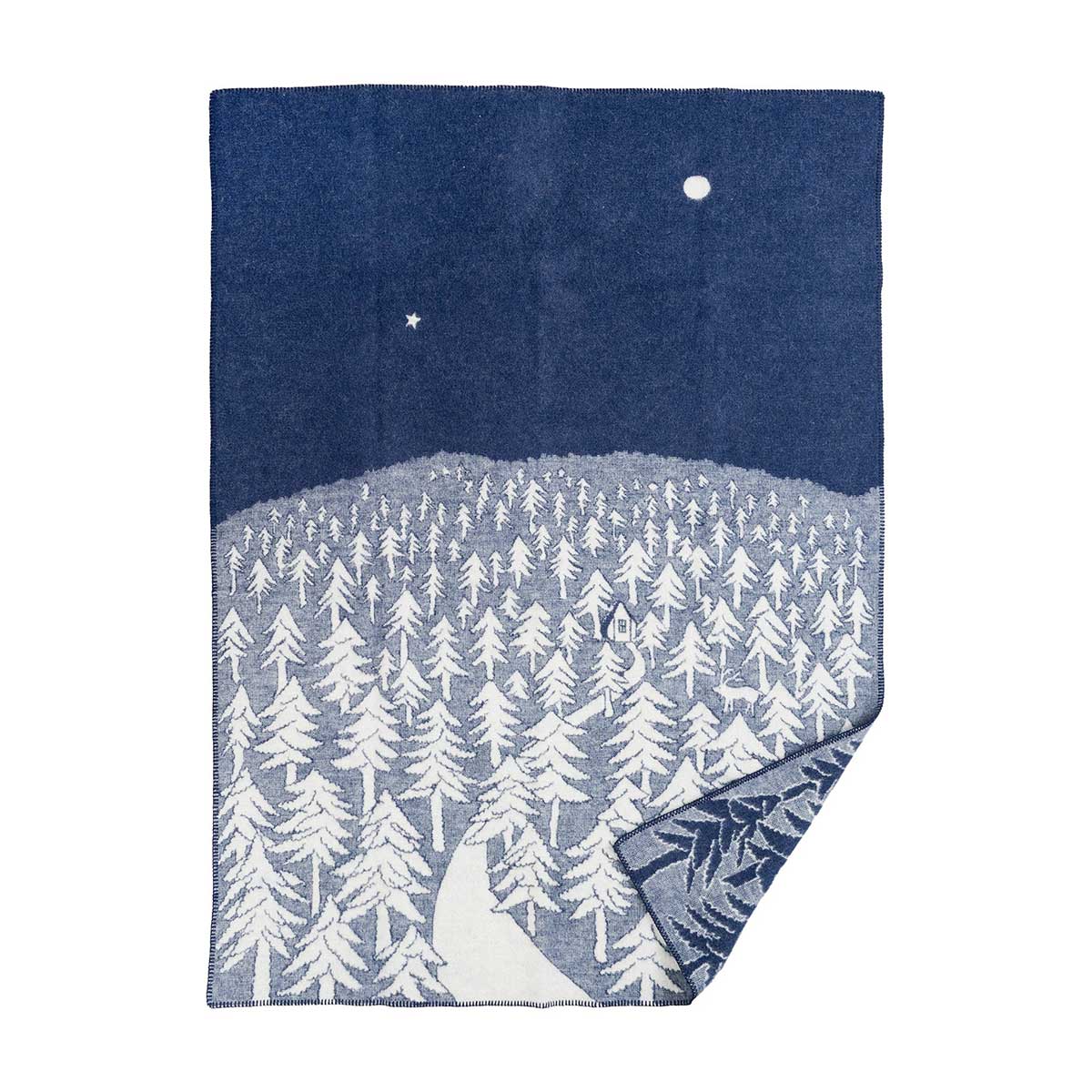 KLIPPAN クリッパン ウールシングルブランケット ( HOUSE IN THE FOREST / 130×180cm / ネイビー )