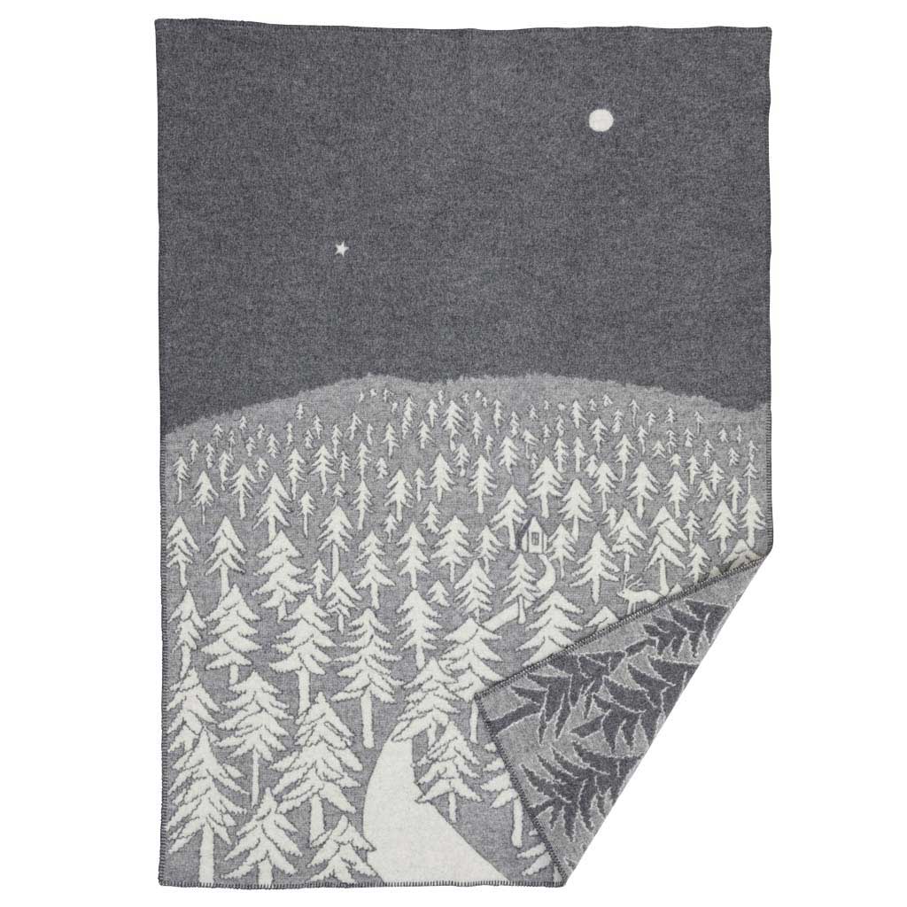 KLIPPAN クリッパン ウールシングルブランケット  ( HOUSE IN THE FOREST / 130×180cm / グレー )