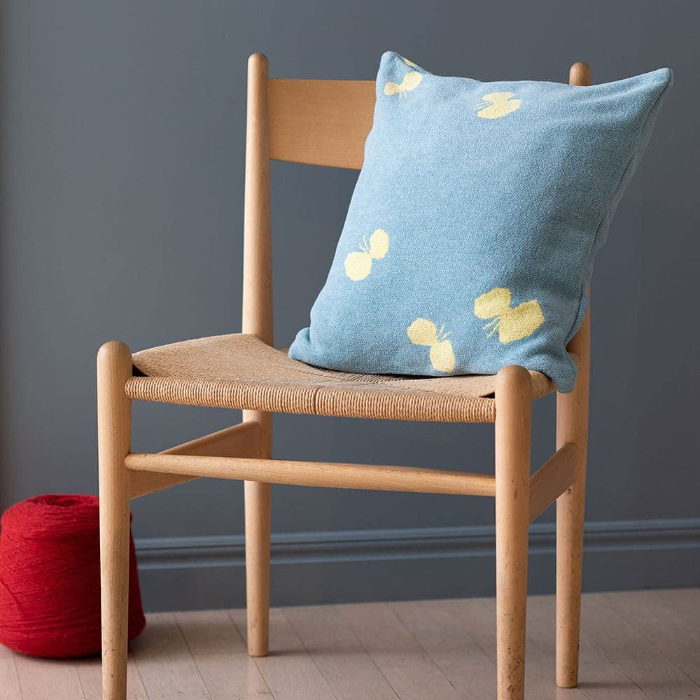 KLIPPAN クリッパン シュニールコットン クッションカバー CHOUCHO ( 45×45cm / ブルー&イエロー )