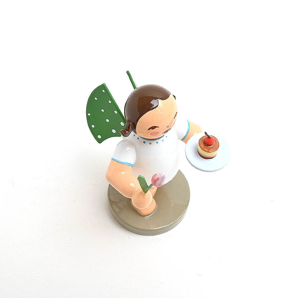 Wendt & Kühn ヴェント & キューン 木製人形ケーキとチューリップを持つ天使