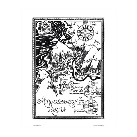 Moomin ムーミン Putinki プティンキ ミニポスター モノクロ( 24×30cm / ムーミン谷 )