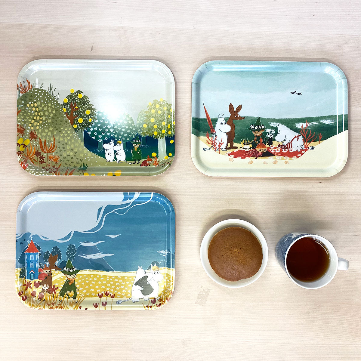 Moomin ムーミン Opto Design オプトデザイン 木製トレイ S ( ムーミンビーチ ピクニック / 27×20cm )