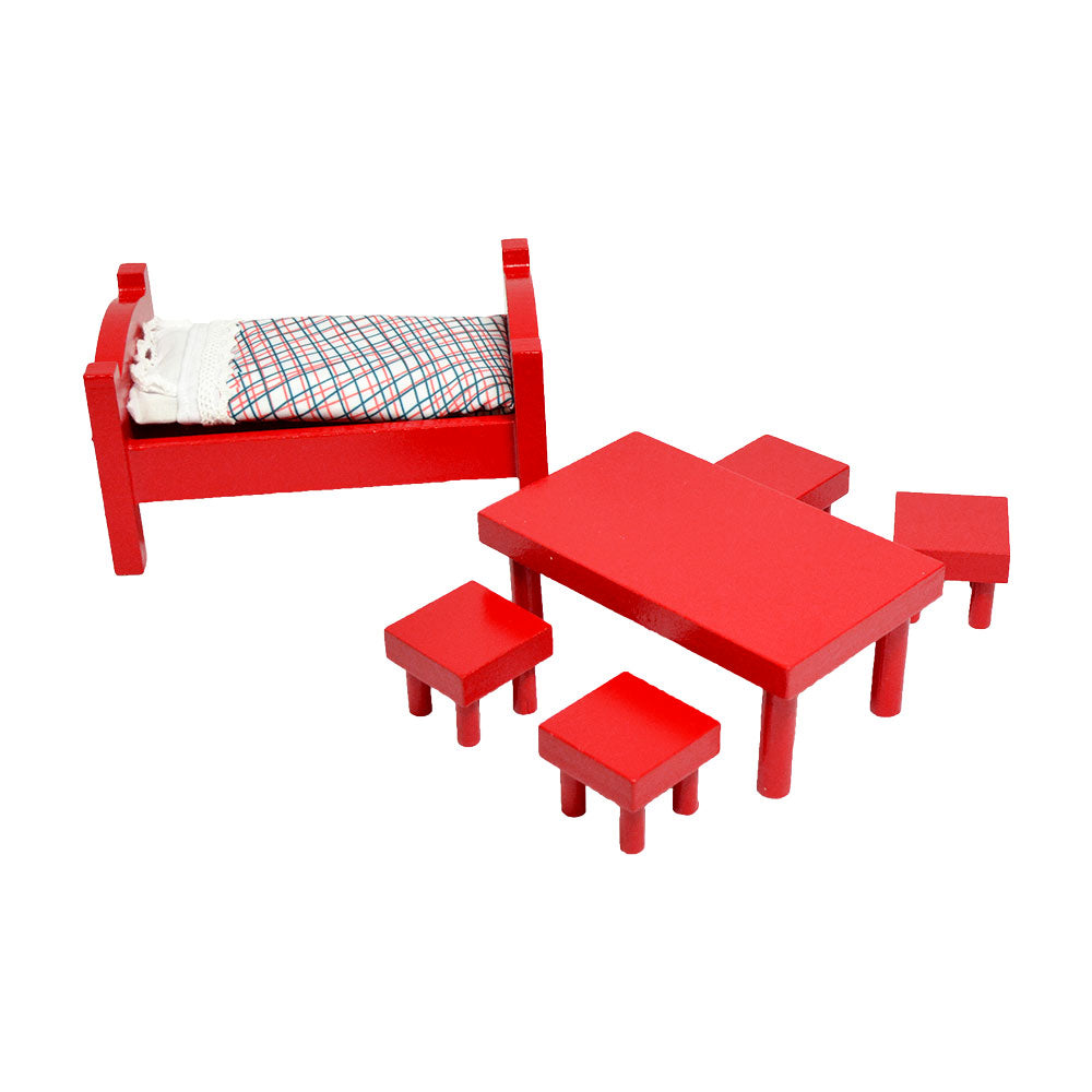 Pippi ピッピ 家具セット1 ( ベッド、テーブル、イス×4 )