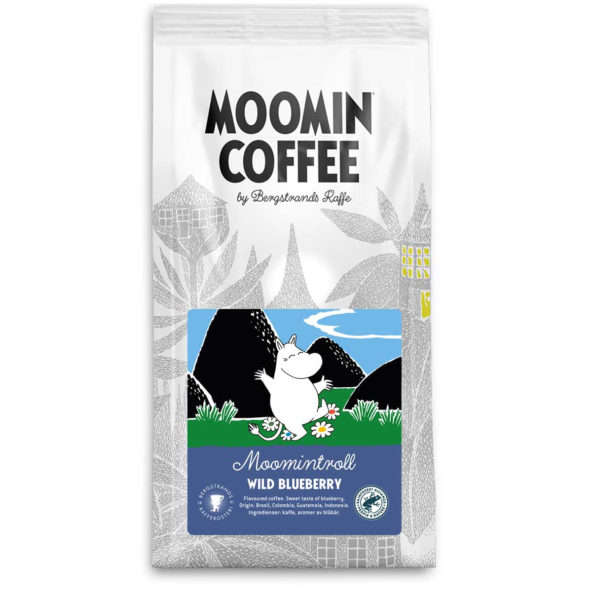 Moomin ムーミン Bergstrands Kafferos ベルグストランドコーヒー ムーミンフレーバーコーヒー（ ムーミン / ワイルドブルーベリー/ 250g )