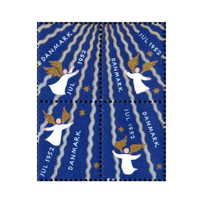 Danish Christmas Seals デンマーク クリスマス シール(1952年/4枚カット)