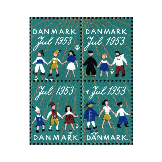 Danish Christmas Seals デンマーク クリスマス シール(1953年/4枚カット)