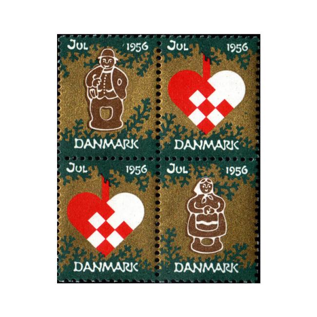 Danish Christmas Seals デンマーク クリスマス シール(1956年/4枚カット)