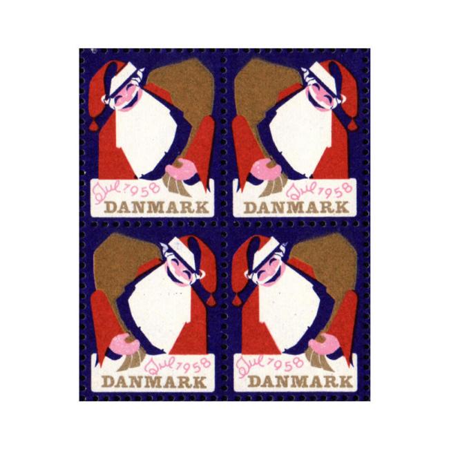 Danish Christmas Seals デンマーク クリスマス シール(1958年/4枚カット)