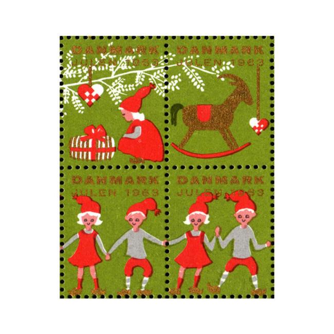 Danish Christmas Seals デンマーク クリスマス シール(1963年/4枚カット)