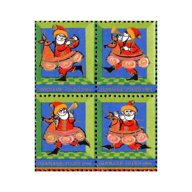 Danish Christmas Seals デンマーク クリスマス シール(1968年/4枚カット)
