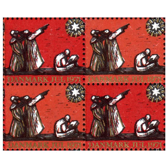 Danish Christmas Seals デンマーク クリスマス シール(1971年/4枚カット)