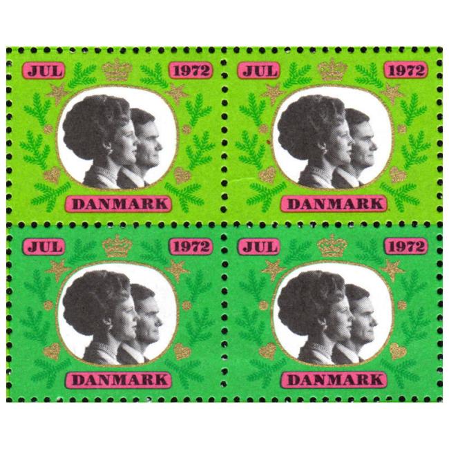 Danish Christmas Seals デンマーク クリスマス シール(1972年/4枚カット)