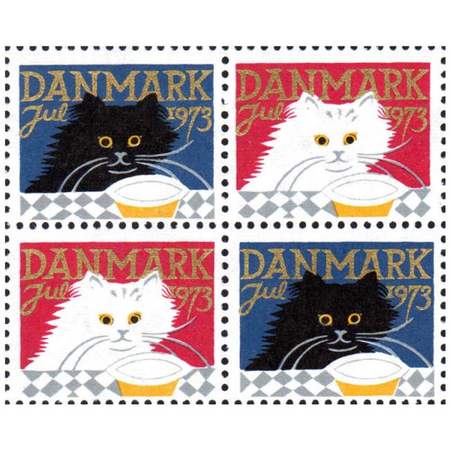 Danish Christmas Seals デンマーク クリスマス シール(1973年/4枚カット)