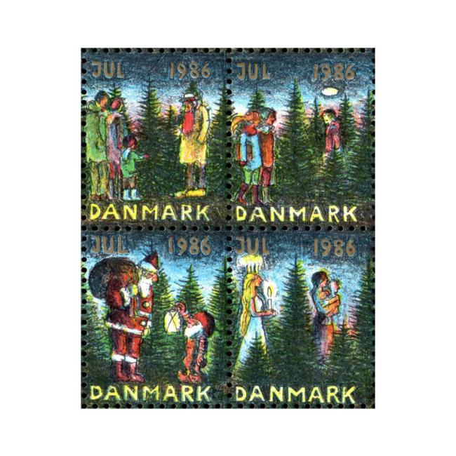 Danish Christmas Seals デンマーク クリスマス シール(1986年/4枚カット)