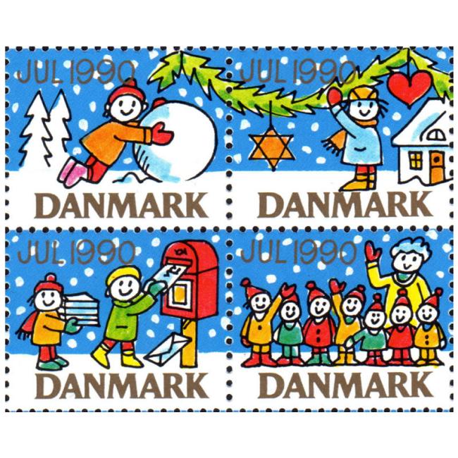 Danish Christmas Seals デンマーク クリスマス シール(1990年/4枚カット)