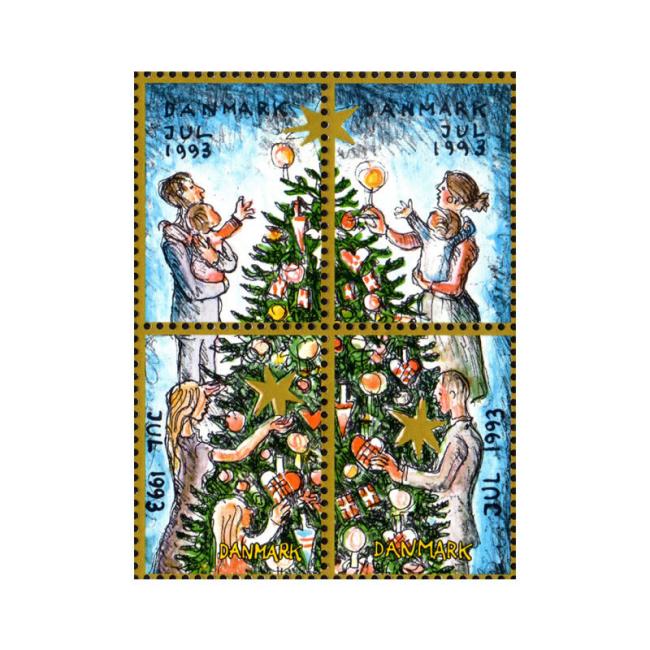 Danish Christmas Seals デンマーク クリスマス シール(1993年/4枚カット)
