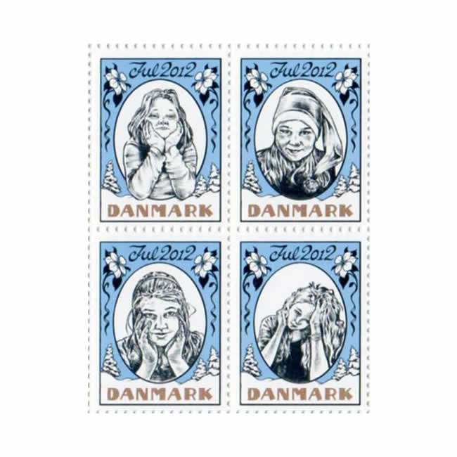 Danish Christmas Seals デンマーク クリスマス シール(2012年/4枚カット)