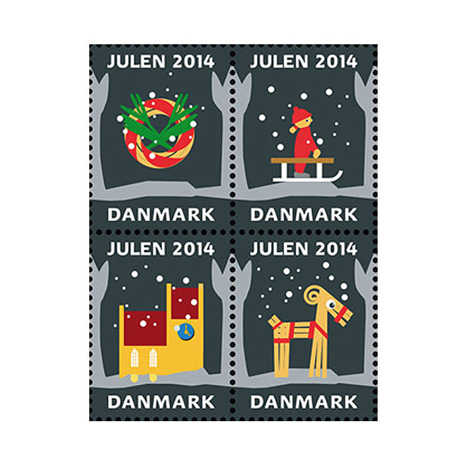 Danish Christmas Seals デンマーク クリスマス シール (2014年/4枚カット)