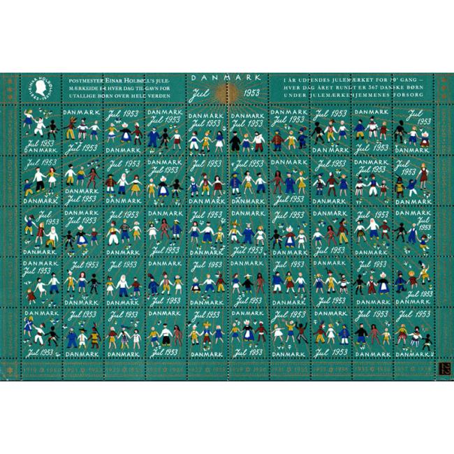 Danish Christmas Seals デンマーク クリスマス シール(1953年/50枚 1シート)