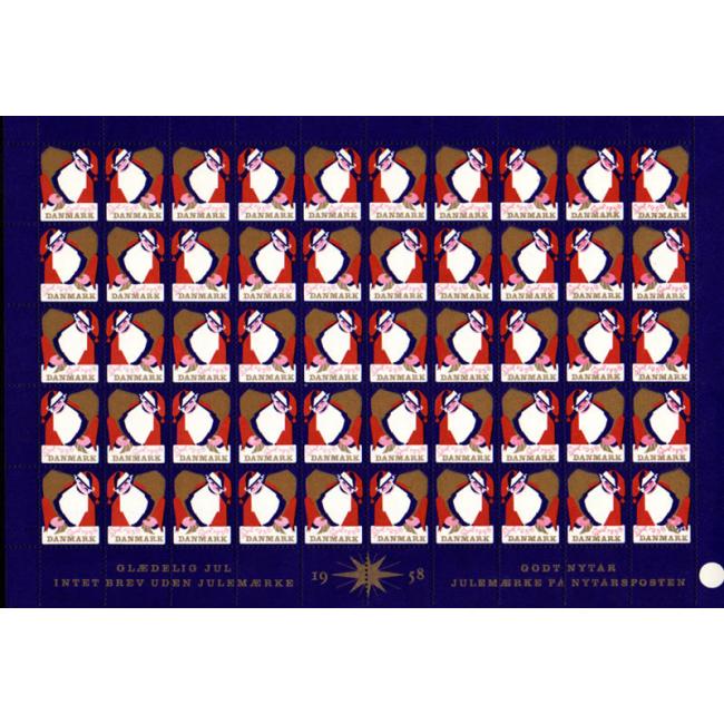 Danish Christmas Seals デンマーク クリスマス シール (1958年/50枚 1シート)
