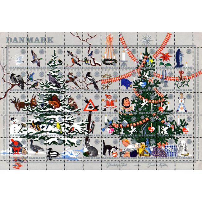 Danish Christmas Seals デンマーク クリスマス シール (1961年/50枚 1シート)