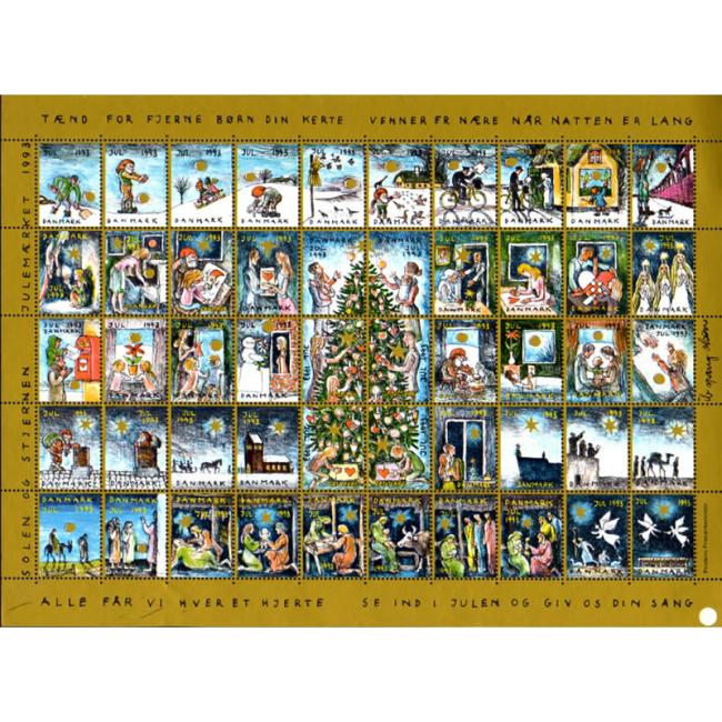 Danish Christmas Seals デンマーク クリスマス シール(1993年/50枚 1シート)