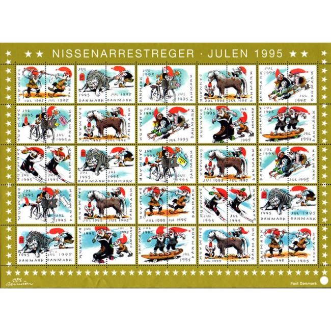Danish Christmas Seals デンマーク クリスマス シール(1995年/50枚 1シート)