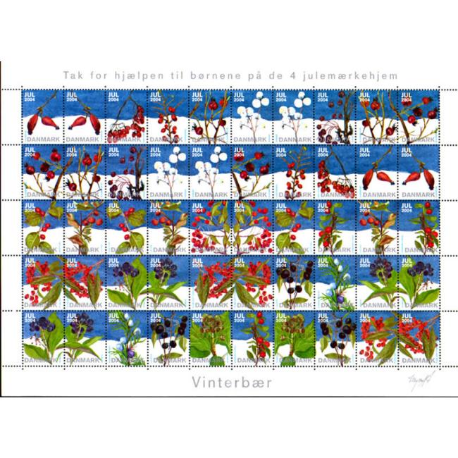Danish Christmas Seals デンマーク クリスマス シール (2004年/50枚 1シート)
