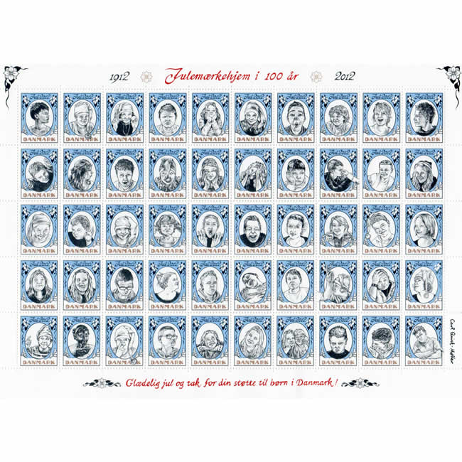 Danish Christmas Seals デンマーク クリスマス シール(2012年/1シート50枚)