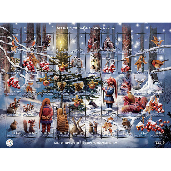Danish Christmas Seals デンマーク クリスマス シール (2016年/1シート50枚)