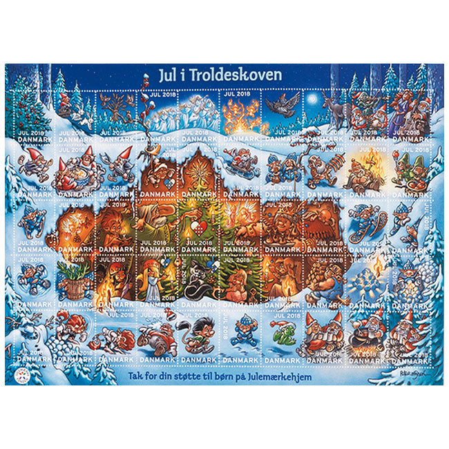 Danish Christmas Seals デンマーク クリスマス シール(2018年/1シート50枚)