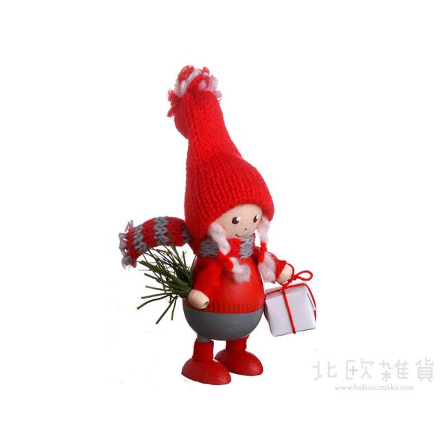 NORDIKA nisse ノルディカ ニッセ クリスマス 木製人形(プレゼントを持った胴長女の子)