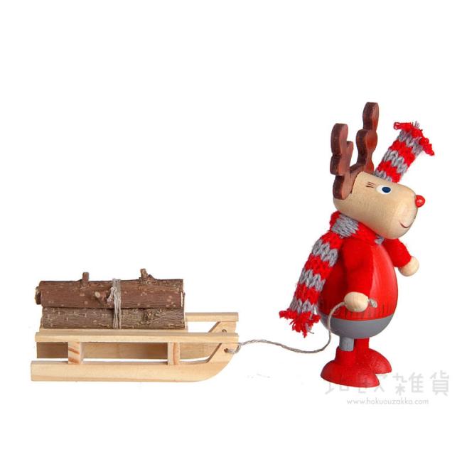 NORDIKA nisse ノルディカ ニッセ クリスマス 木製人形(丸太をひいた胴長トナカイ)