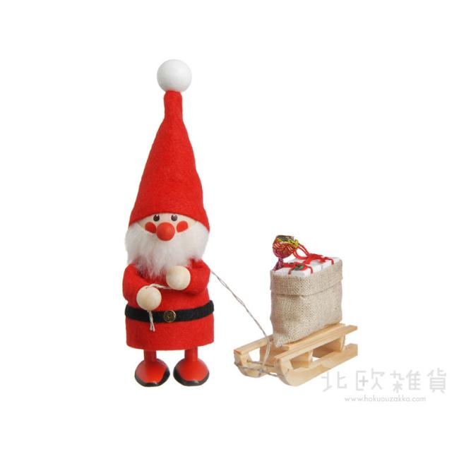 NORDIKA nisse ノルディカ ニッセ クリスマス 木製人形(そりをひいたサンタ / レッド)