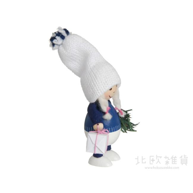 NORDIKA nisse ノルディカ ニッセ クリスマス 木製人形(プレゼント持った胴長女の子 / ブルー)