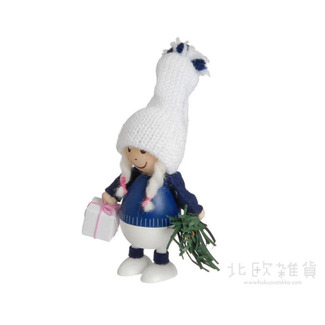 NORDIKA nisse ノルディカ ニッセ クリスマス 木製人形(プレゼント持った胴長女の子 / ブルー)