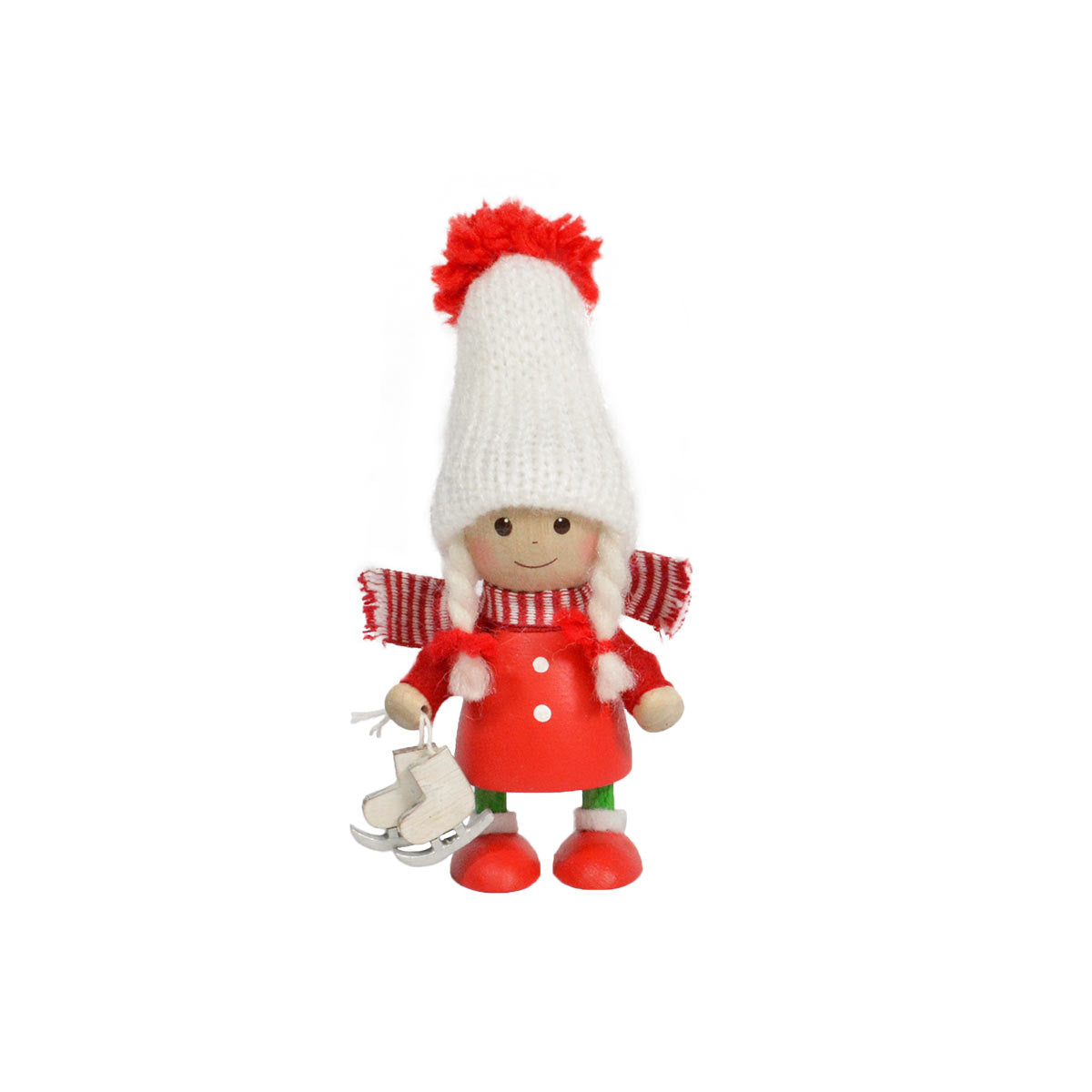 NORDIKA nisse ノルディカ ニッセ クリスマス 木製人形 (スケート靴を持った赤いコートの女の子)