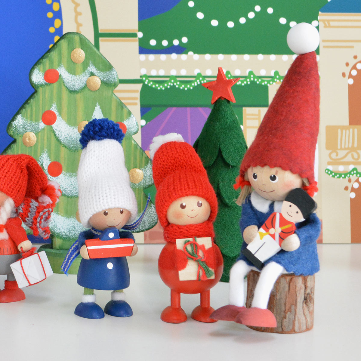 NORDIKA nisse ノルディカ ニッセ クリスマス 木製人形(小舟を持った青いコートの男の子)